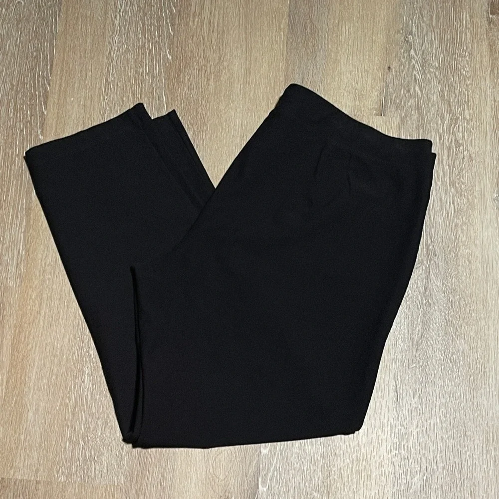 Eileen Fisher Petite Black Viscose‎ Blend Pull On Stretch Pants Trousers